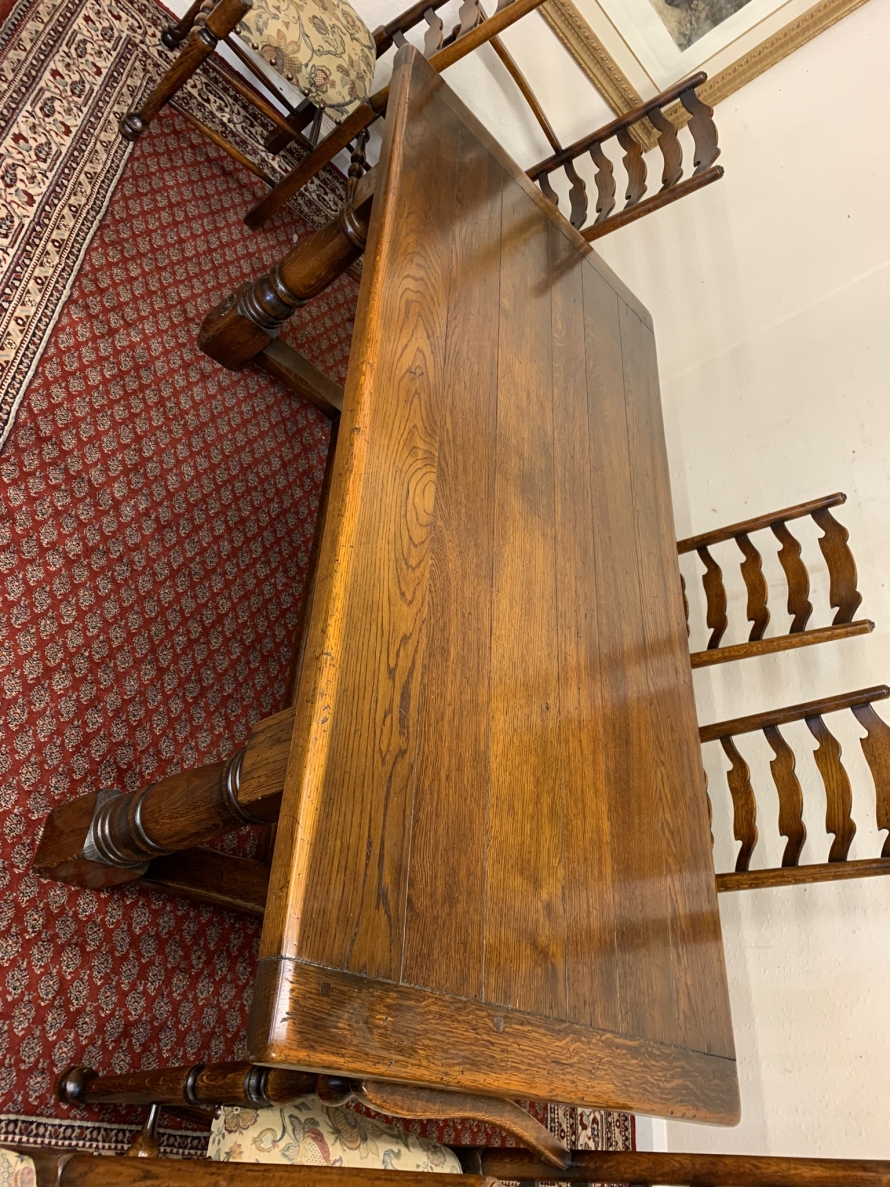 Fantastic Quality Royal Oak Refectory Table And Six Ladderback Chairs - Image 15