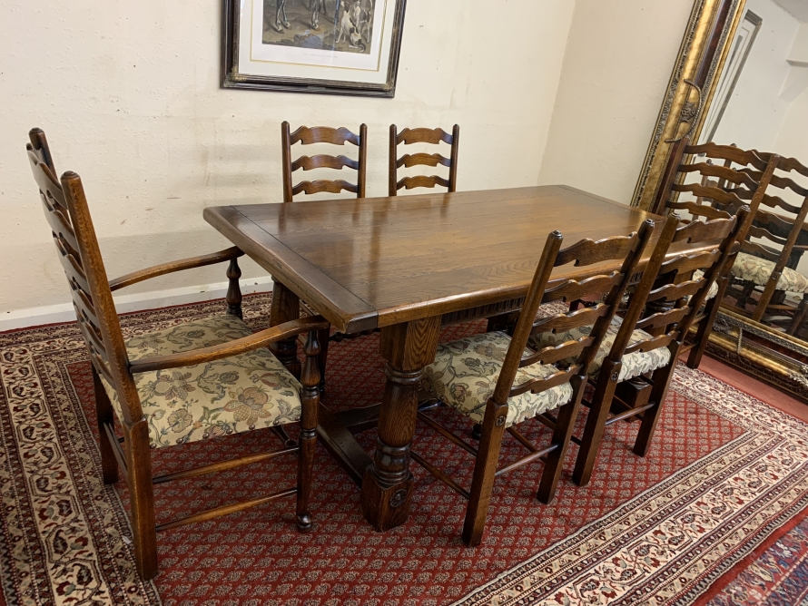 Fantastic Quality Royal Oak Refectory Table And Six Ladderback Chairs - Image 6